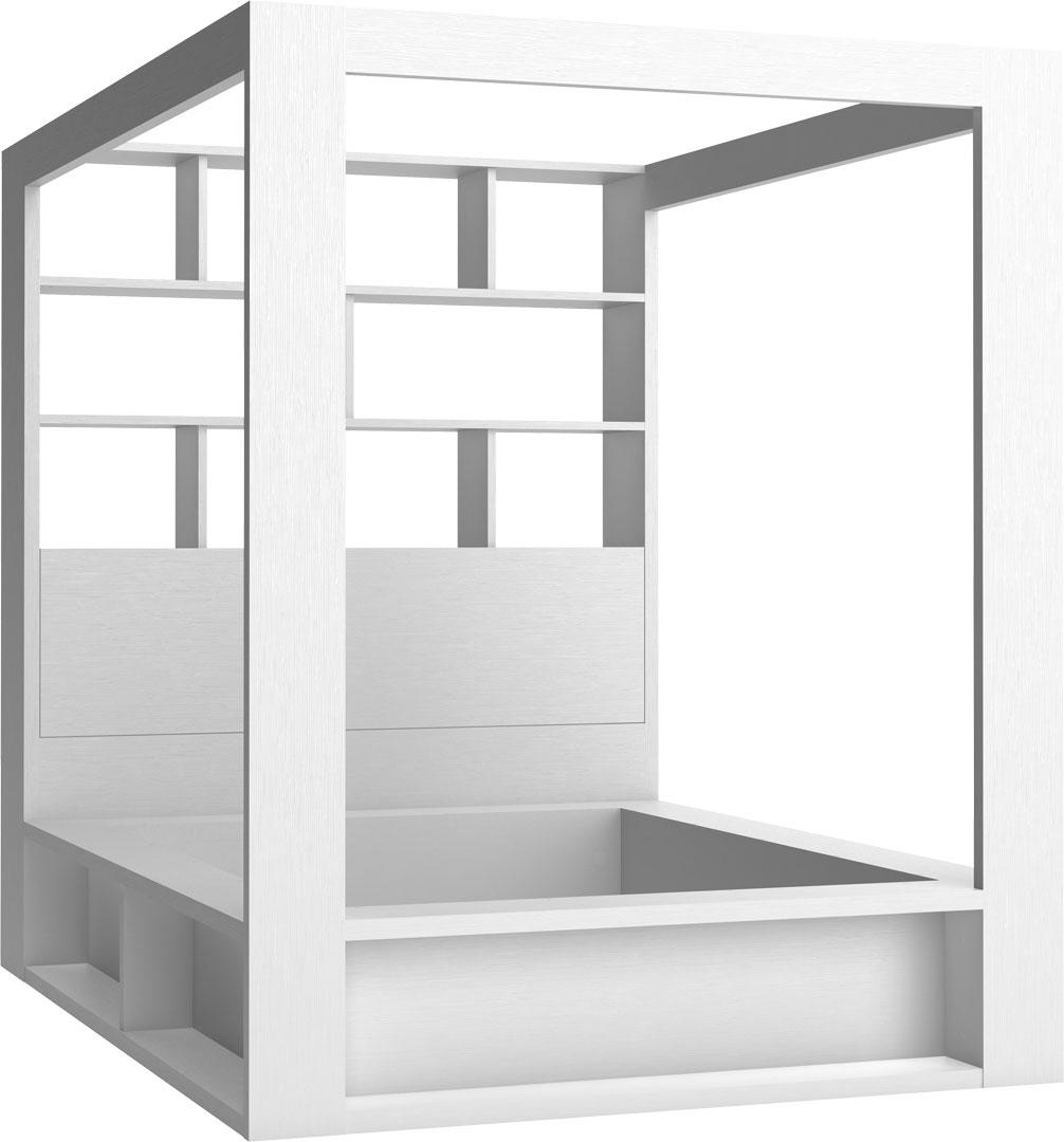 Double bed with canopy and shelving unit 4 You