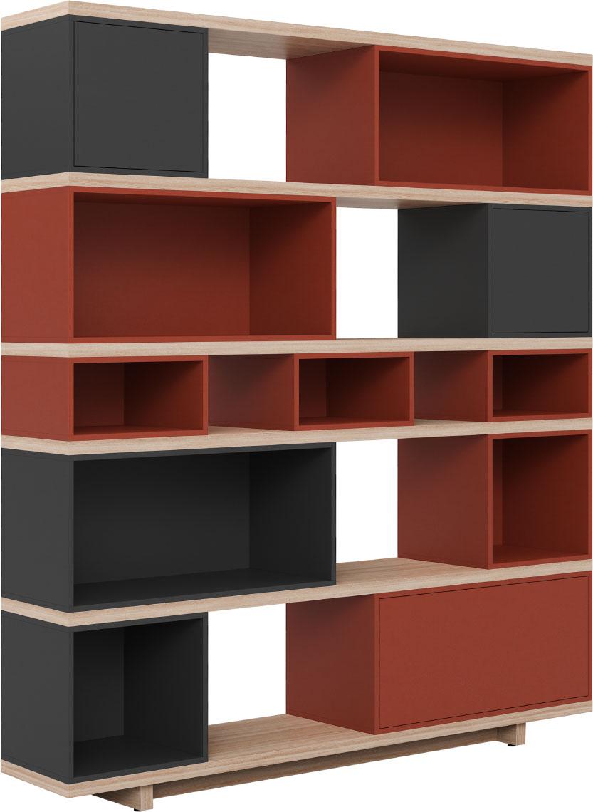 Bookcase wide terracotta / graphite Balance
