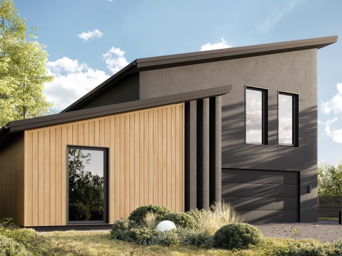 Lamele elewacyjne na nowoczesnym budynku mieszkalnym