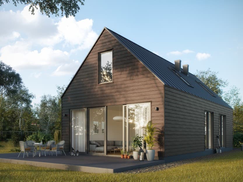 Imitacja drewna na ścianie domu