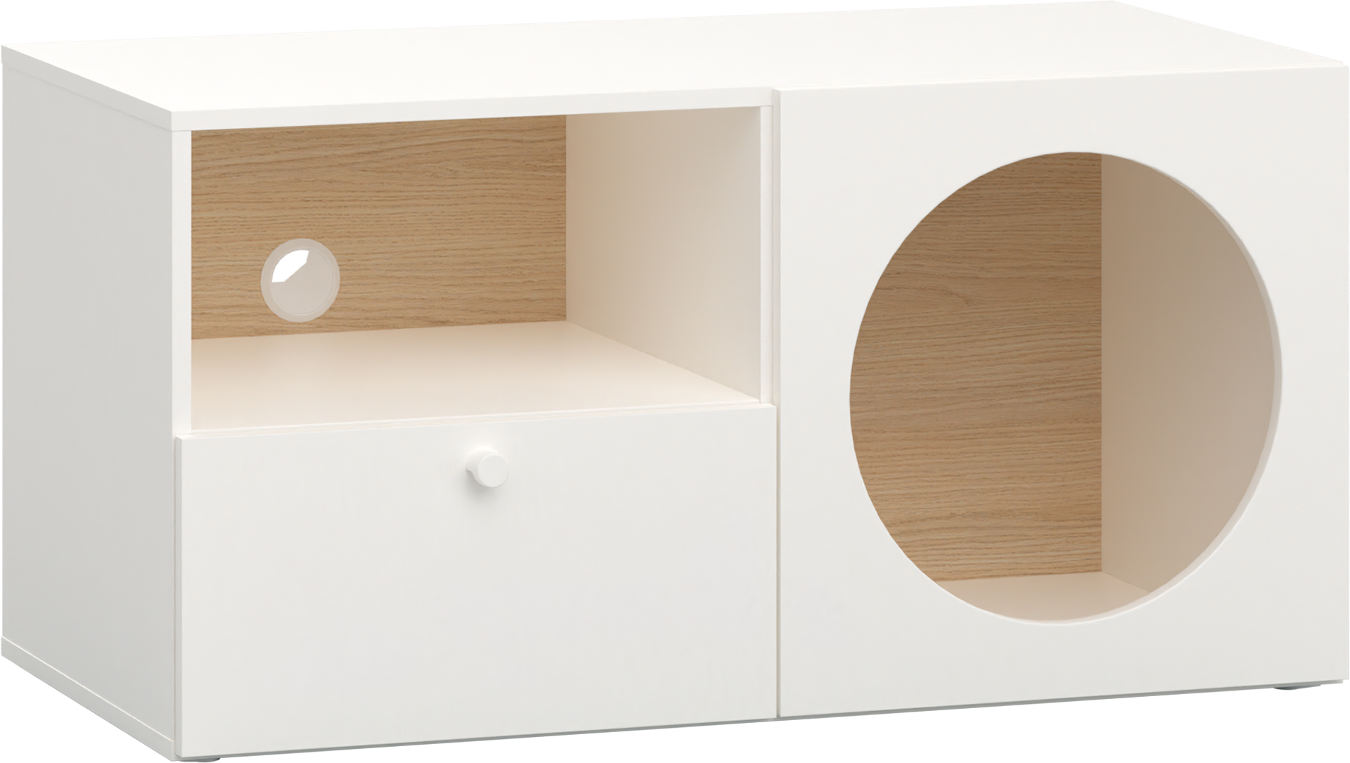 Szafka RTV wąska z frontem z otworem Reli