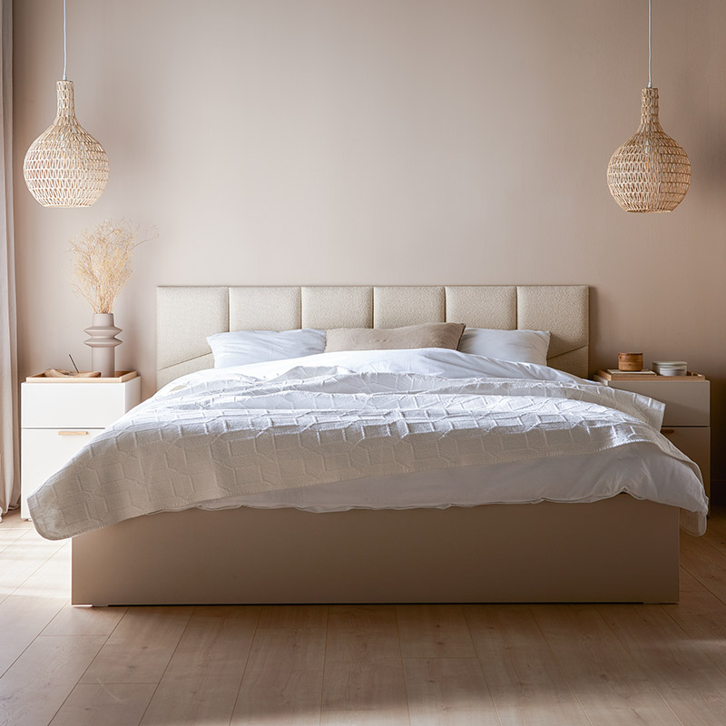 Set paneli tapicerowanych Geo duży Soform kremowy boucle aranżacja