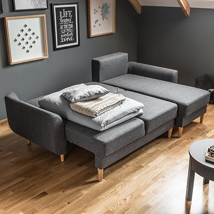 Narożnik z funkcją spania Cotta aranżacja