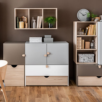 Komoda z szufladą i mobilnym kontenerkiem Stige aranżacja