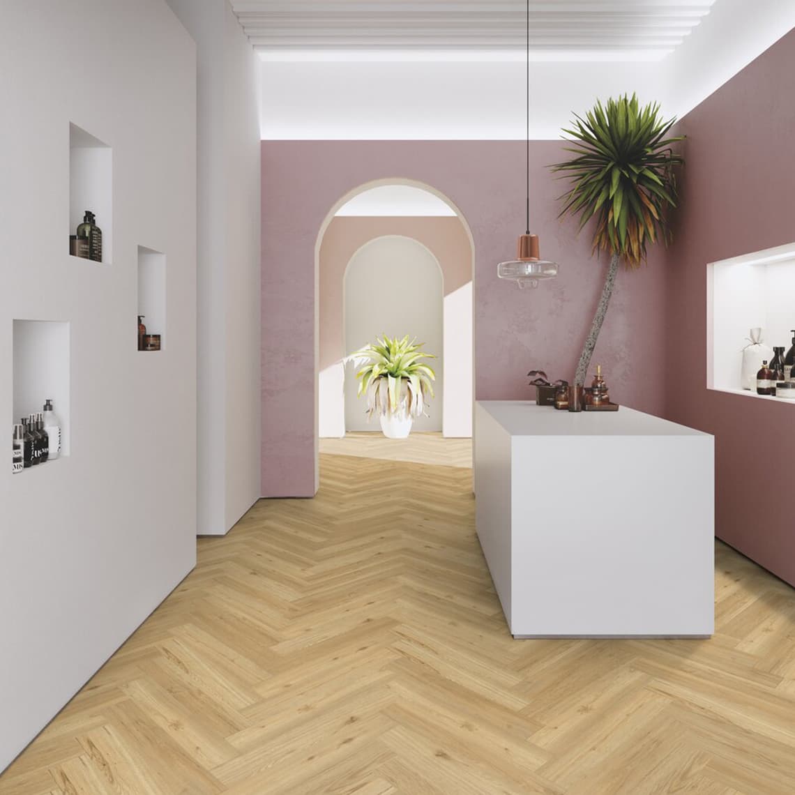 Podłoga winylowa GERFLOR Creation 55 Rigid Acoustic Jodełka Ballerina 0347 aranżacja